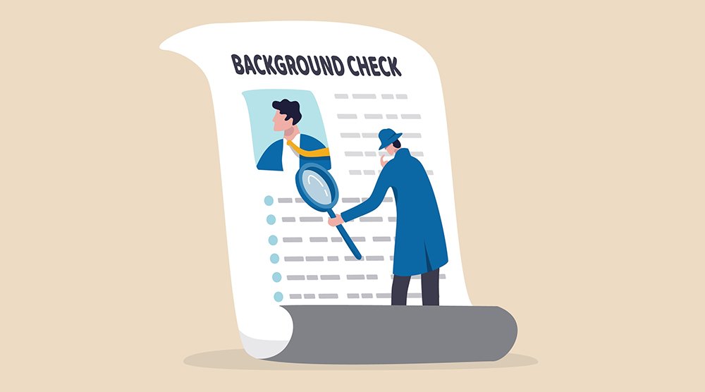 Illustration of a private investigator conducting a background check